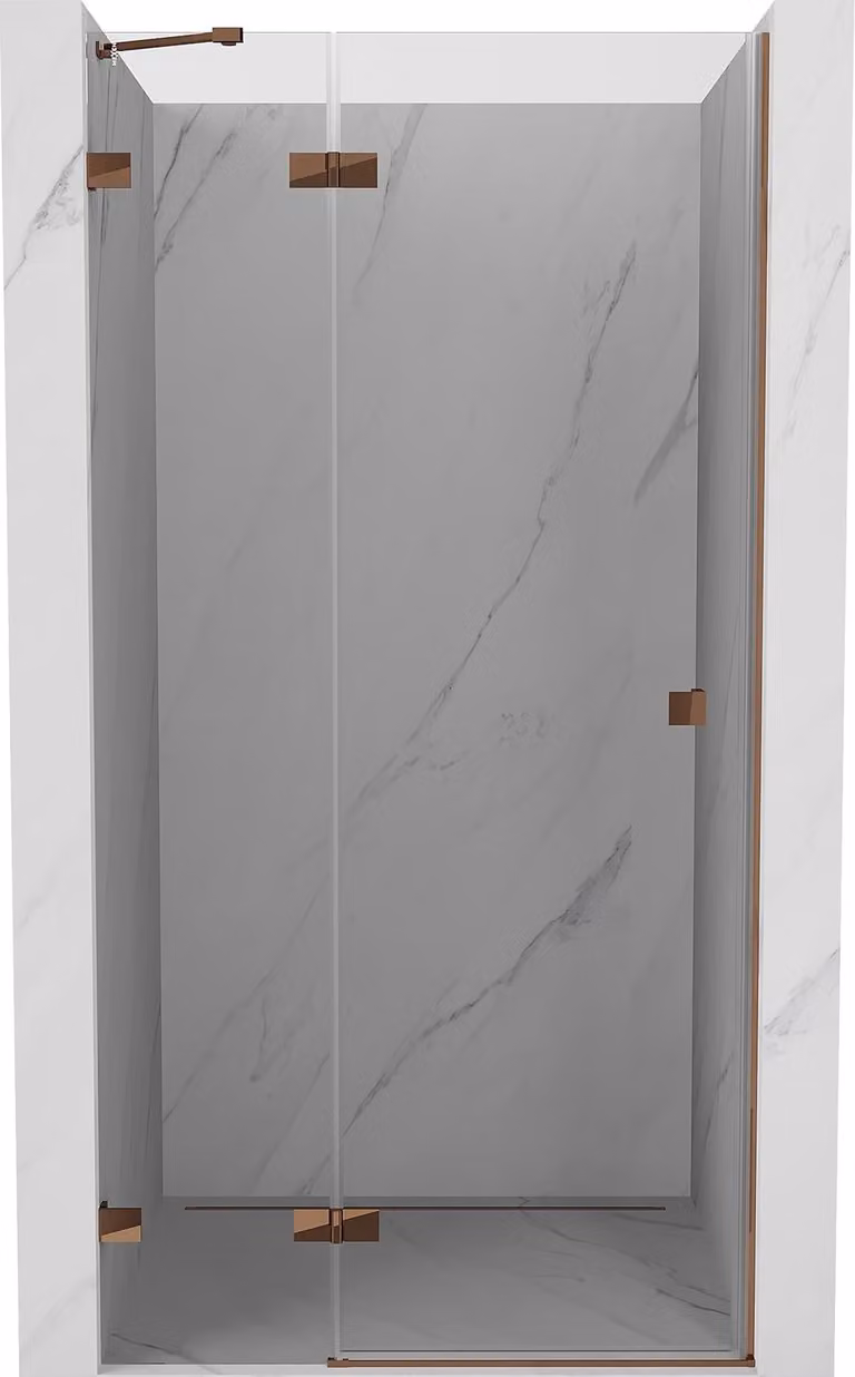 Mexen Lunar porta doccia a battente sinistra 75 cm, trasparente, oro rosa - 834-075-000-60-00-L