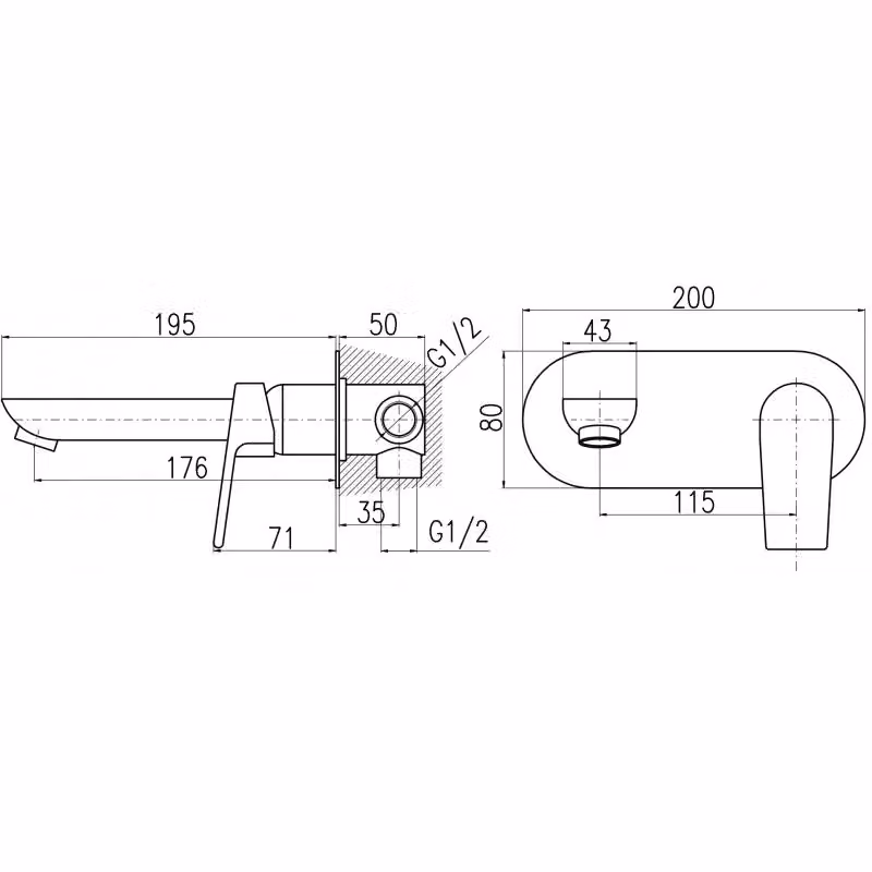 Miscelatore lavabo a parete COLORADO Rav Slezak in ottone cromato argento – 2