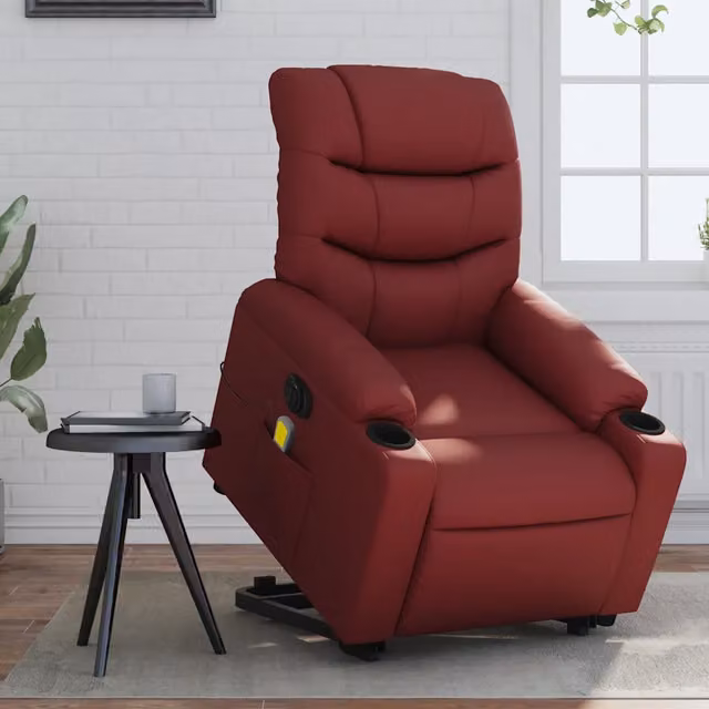 vidaXL Poltrona Alzapersona Reclinabile con Assistenza Elettrica in Similpelle Rossa