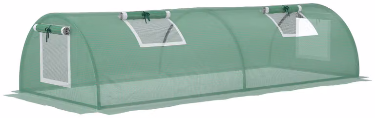 Serra tunnel Moonbite Mini, 200 x 80 cm, serra in plastica con pellicola PE resistente ai raggi UV e 4 finestre in rete, ideale per coltivare pomodori in aiuola, colore verde