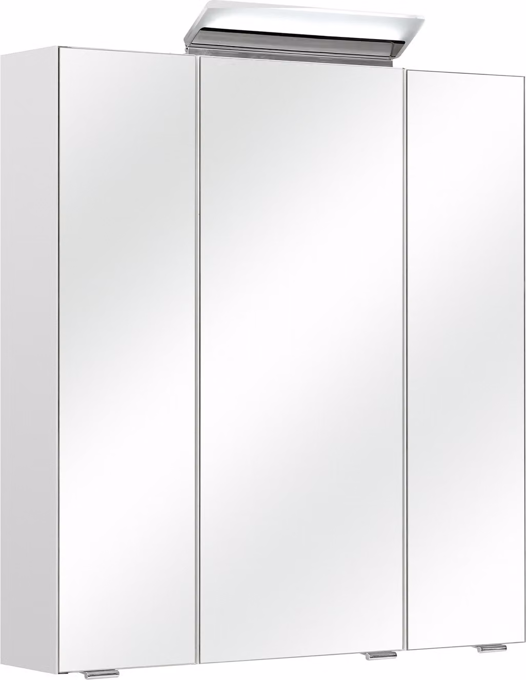Armadio a specchio - Bianco seta opaco - 3 ante a specchio - Illuminazione LED inclusa
