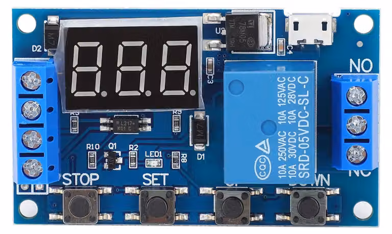 Scheda relè, interruttore per circuiti di temporizzazione ciclica, modulo trigger con timer e ritardo, 6-30 V, Micro-USB 5 V