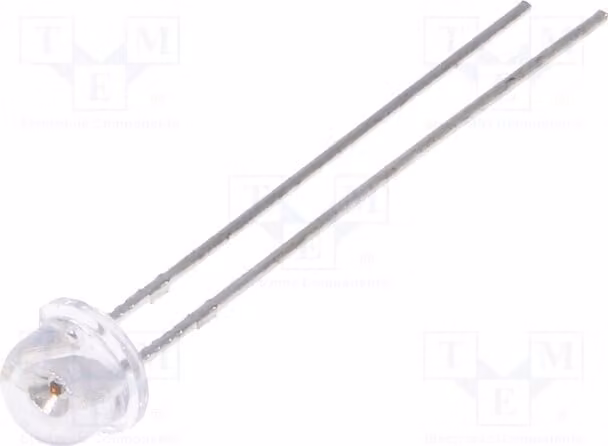 5 LED arancioni, 4,8 mm, 600÷1000 mcd, 100°, 1,5÷2,4 V, per montaggio a foro passante (THT), modello LL-483AC1F-4C. Diodi LED per montaggio a foro passante