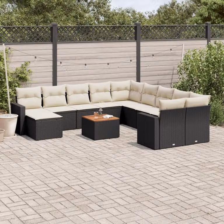 Maison Exclusive - Set Divani da Giardino 12 pz con Cuscini Nero in Polyrattan