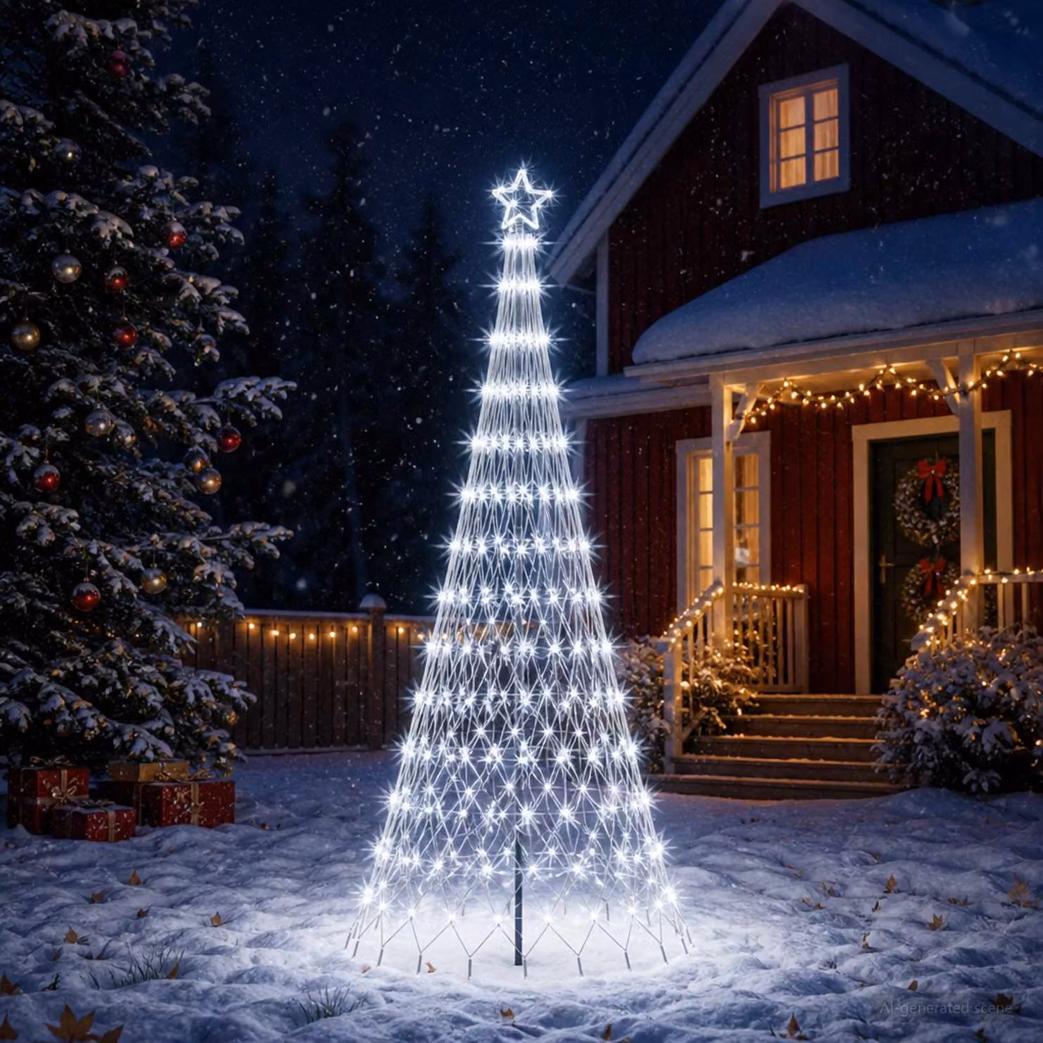 vidaXL Albero di Natale LED 250 cm 290 LED Bianco freddo Ferro Nero
