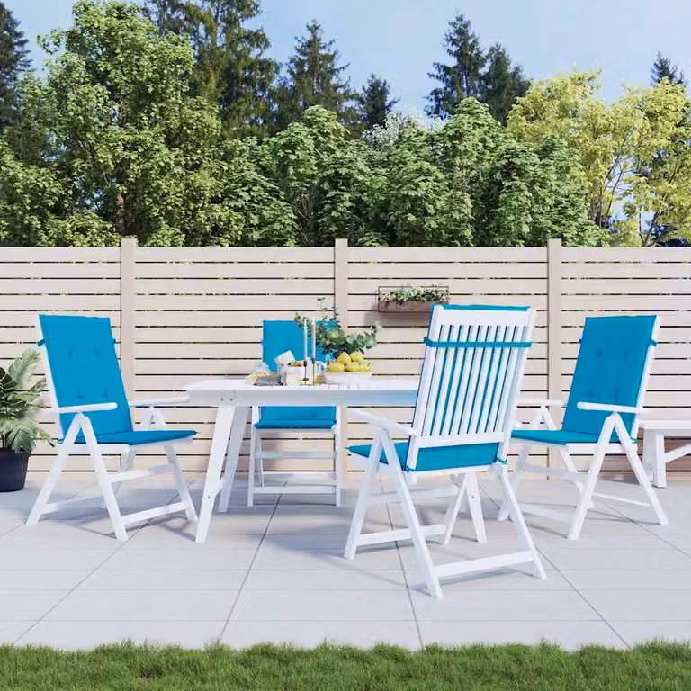 Set di 4 cuscini per sedie vidaXL in tessuto blu, impermeabili e antiscivolo, L/P/H: 120 x 50 x 3 cm