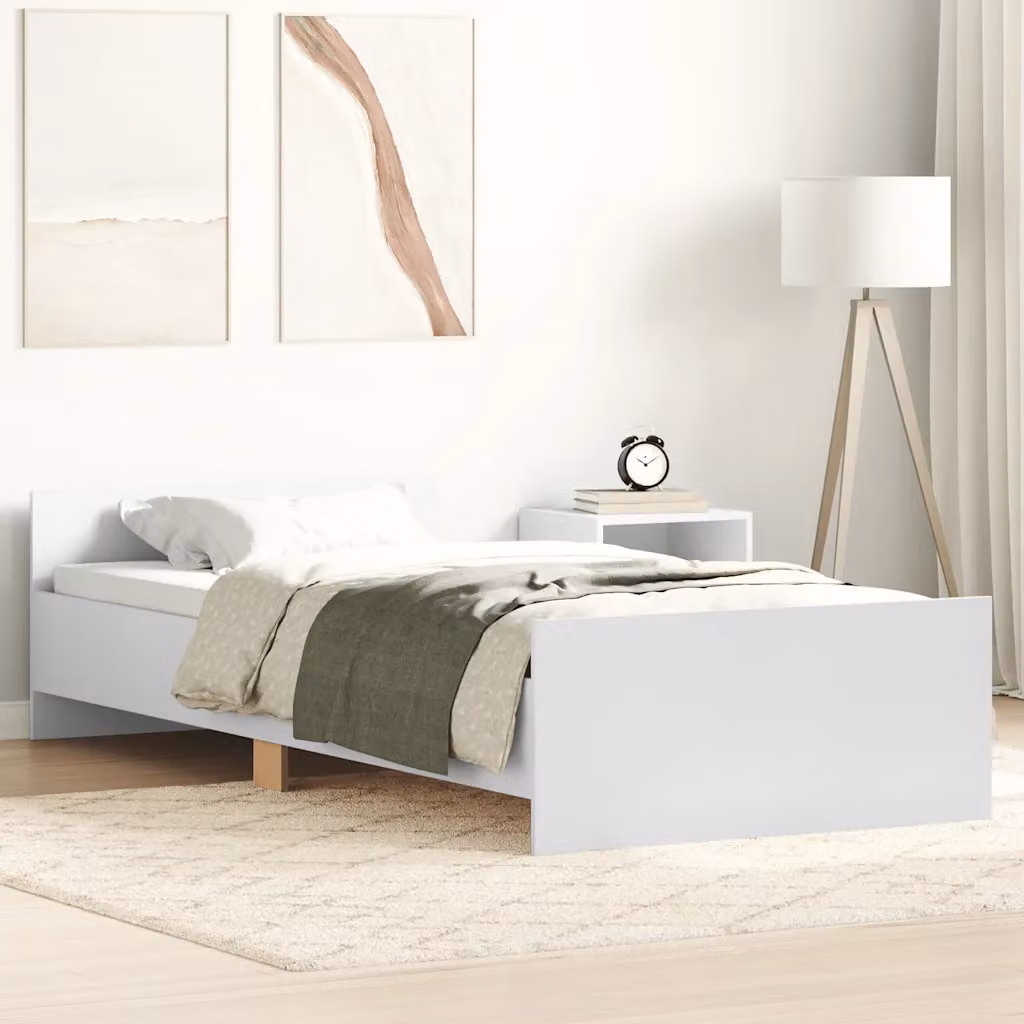 vidaXL Giroletto Bianco in Legno e MDF con Doghe Fisse L/P: 90 x 200 cm