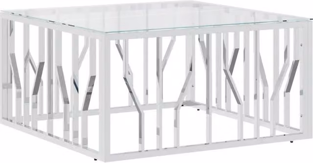 Tavolino da salotto | Tavolino da caff¨¨ | Tavolino da Soggiorno 80x80x40 cm in Acciaio Inox e Vetro