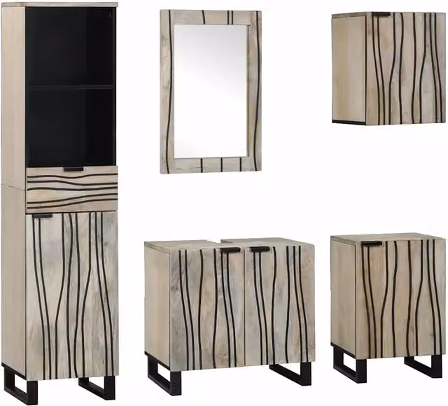 Set di mobili per il bagno 5 pz Marrone Noce 38 x 33 x 160 cm 3310051
