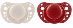 Set di 2 succhietti ortodontici Chicco in silicone bianco e rosso per bambini da 6 a 18 mesi senza BPA