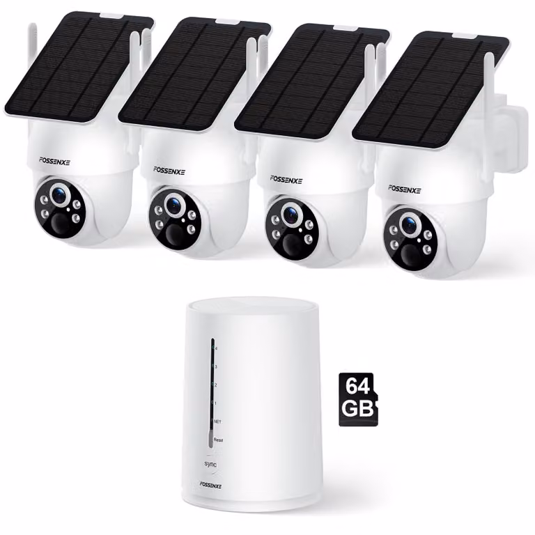 Kit di telecamere di sicurezza - 4 telecamere di sorveglianza per esterni - Risoluzione 2K - Wireless - Visione notturna a colori