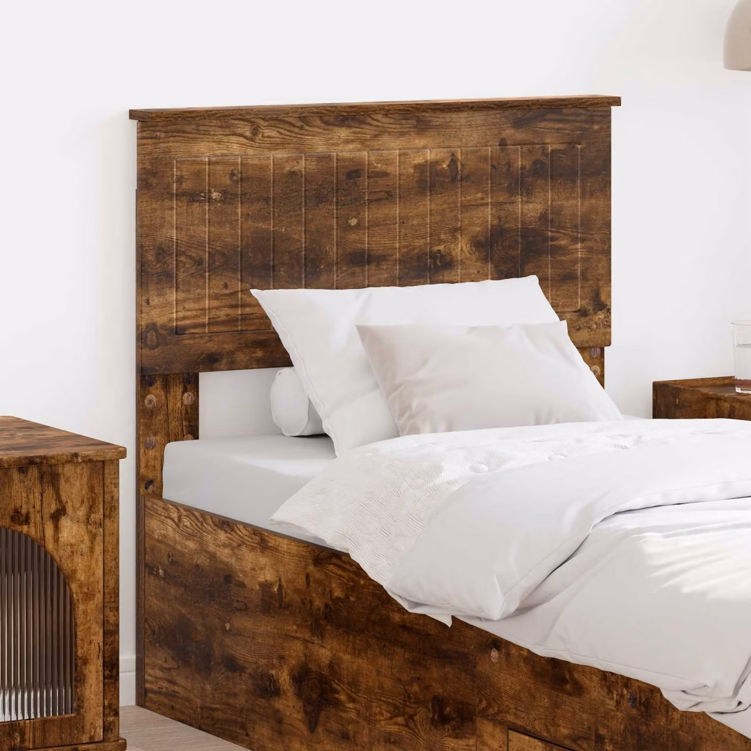 Testiera per letto moderna vidaXL in legno ingegnerizzato color rovere fumo