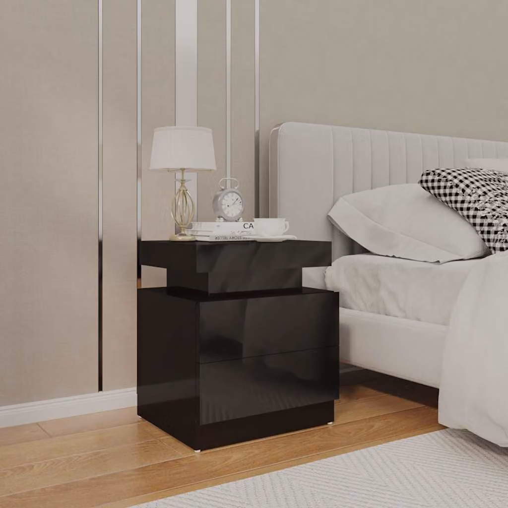 Comodino sospeso vidaXL in legno nero lucido L: 45 cm, P: 35 cm, H: 52 cm