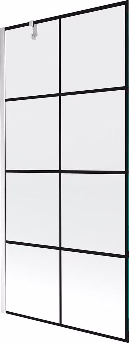 Mexen Next paravento per vasca da bagno a 1 anta 90 x 150 cm, griglia nera, cromo - 895-090-000-00-77-01
