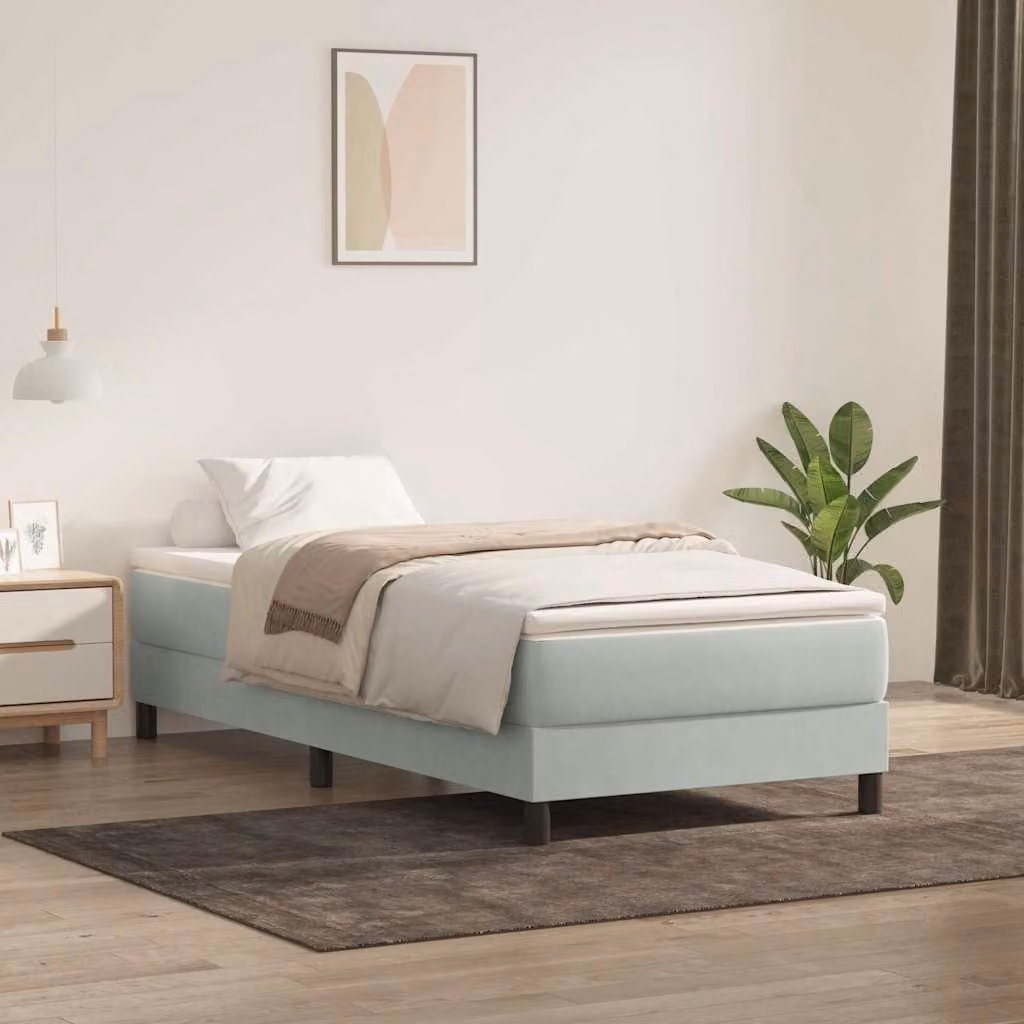 Maison Exclusive - Giroletto a Molle con Materasso Grigio Chiaro 80x220 cm Velluto