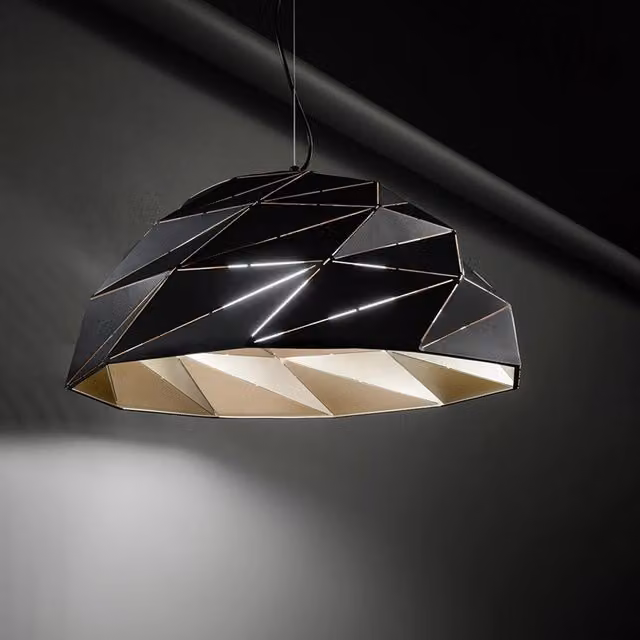 Lampadario a sospensione moderno Perenz Illumina in metallo oro e nero con 3 luci regolabili e attacco E27