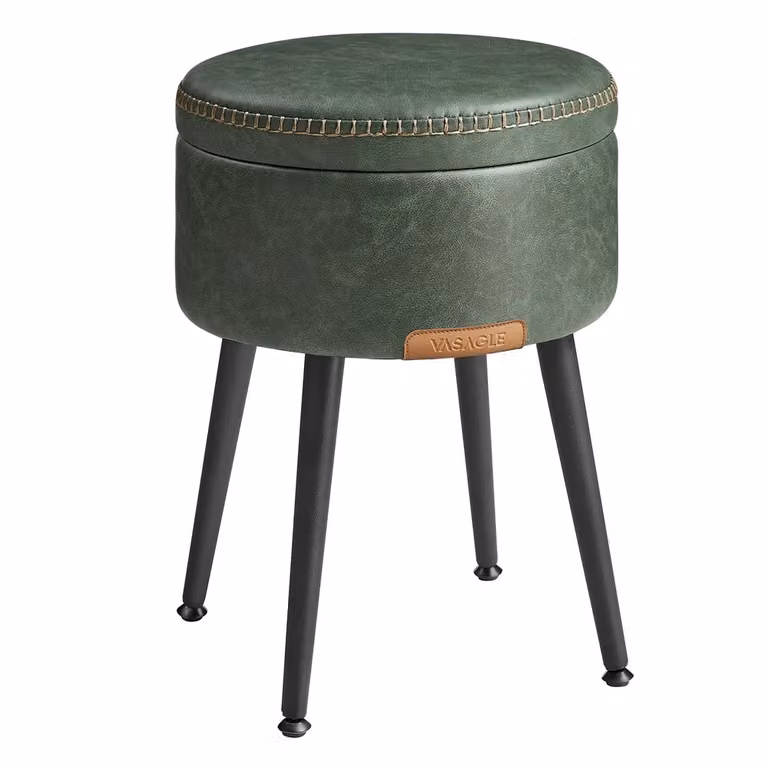 EKHO Sgabello Pouf Rivestimento in PU Nero, Verde Foresta