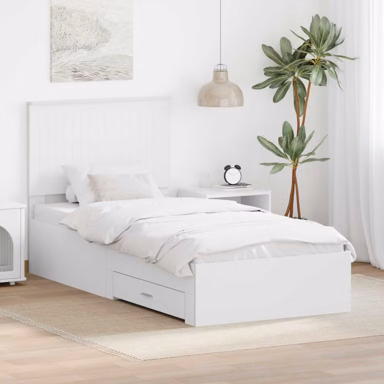 Struttura del letto moderna vidaXL in legno ingegnerizzato bianco 90 x 190 cm