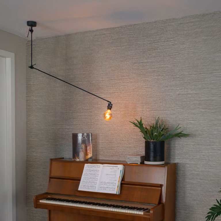 QAZQA - Lampada a sospensione moderna I Lampada a sospensione I Lampada a sospensione nera senza paralume - Blitz I I Soggiorno - Acciaio Allungato - Adatta a LED E27