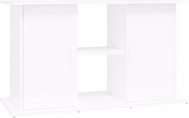 Supporto per acquario moderno DESIGN IN in legno multistrato bianco con ante a battente e ripiani interni L: 101 cm, P: 41 cm, H: 58 cm