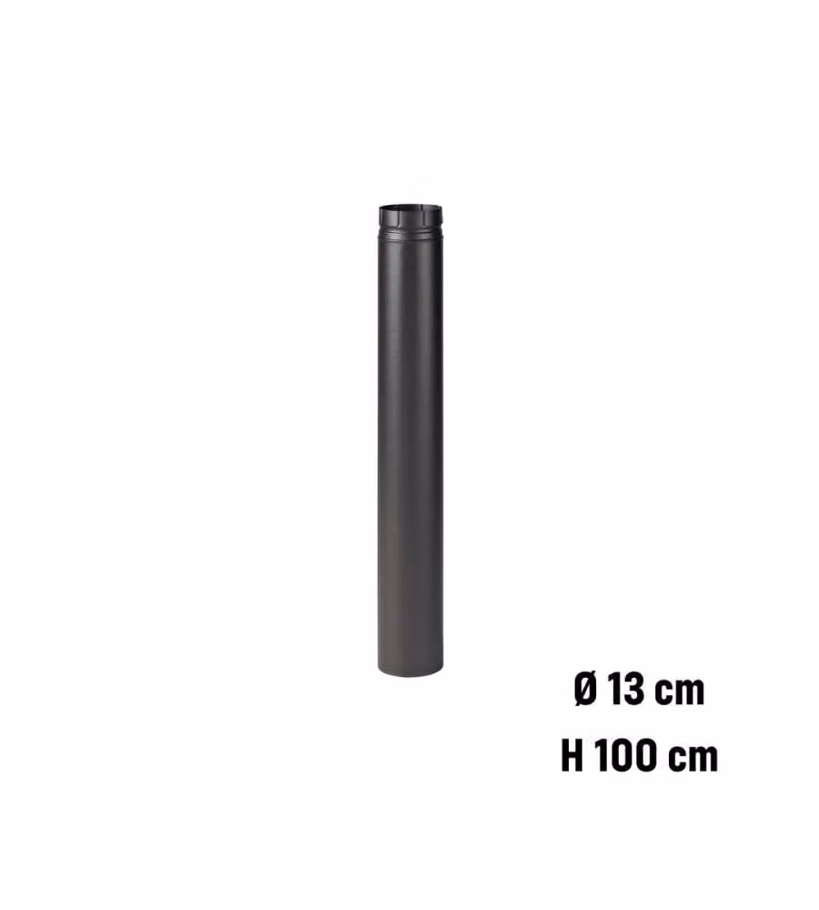 Tubo Smaltato per Stufe Nero Opaco - Elemento Lineare - D.13 x 100 cm
