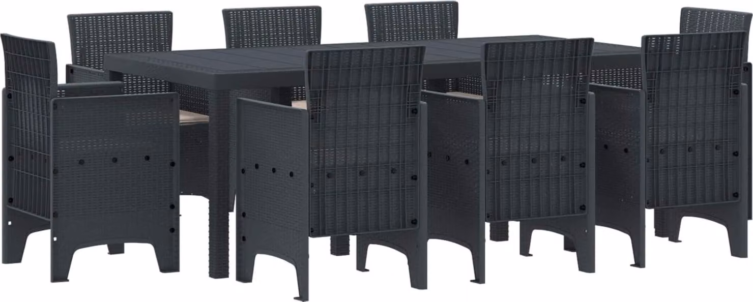 Set da Pranzo per Giardino 9 pcs Antracite Polipropilene