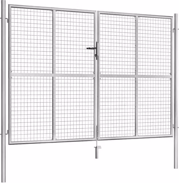 Cancello da Giardino in Acciaio Zincato 306x175 cm Argento 144765