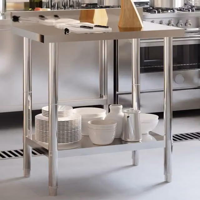 Tavolo da lavoro per cucina con paraschizzi Design Mania in acciaio inox color argento L/P/H: 82,5 x 55 x 93 cm – 1