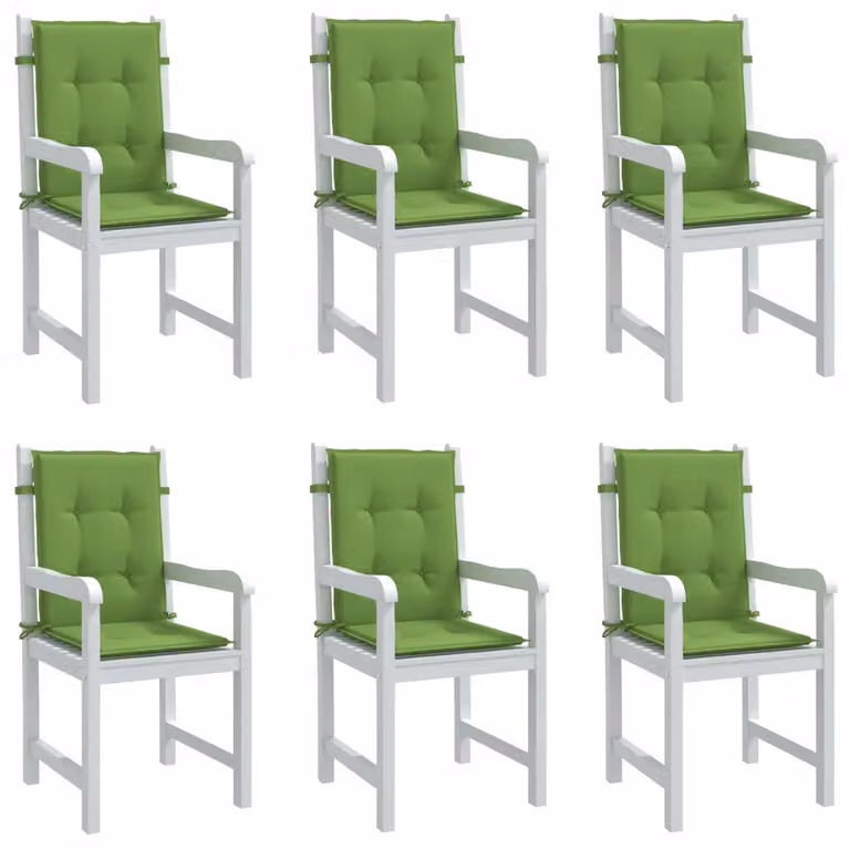 Set di 6 cuscini per sedia vidaXL in tessuto verde mélange, con schienale basso e imbottitura in schiuma, L: 100 cm, P: 50 cm, H: 4 cm