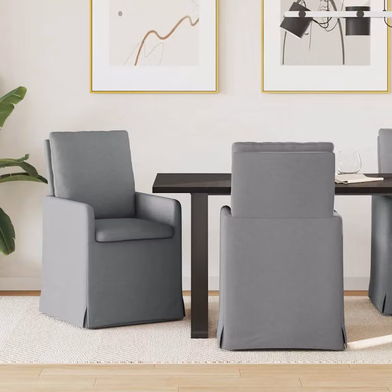 Set di 2 sedie da pranzo vidaXL in tessuto grigio e verde per cucina e sala da pranzo, L 57 x P 67 x H 98 cm