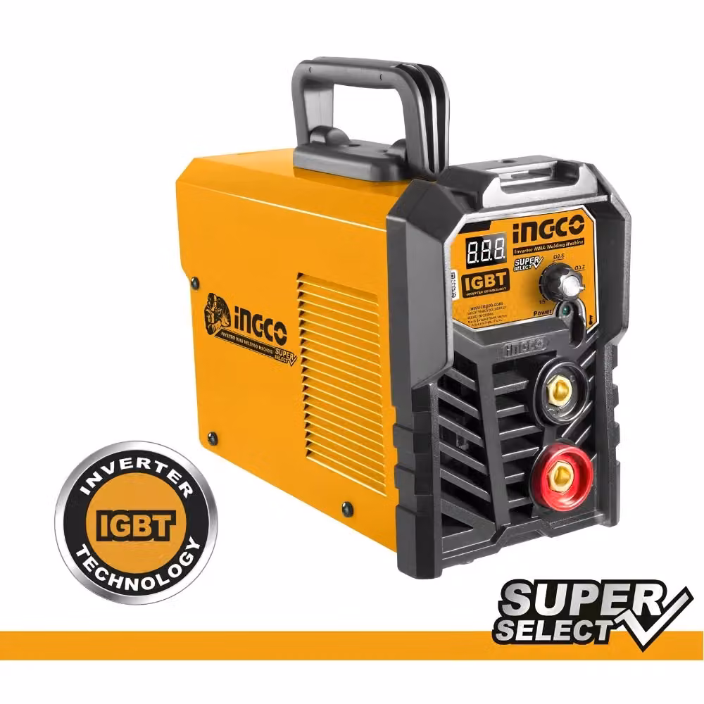 Saldatrice inverter portatile INGCO modello MMA 10-160Ah gialla con elmetto e spazzola – 2