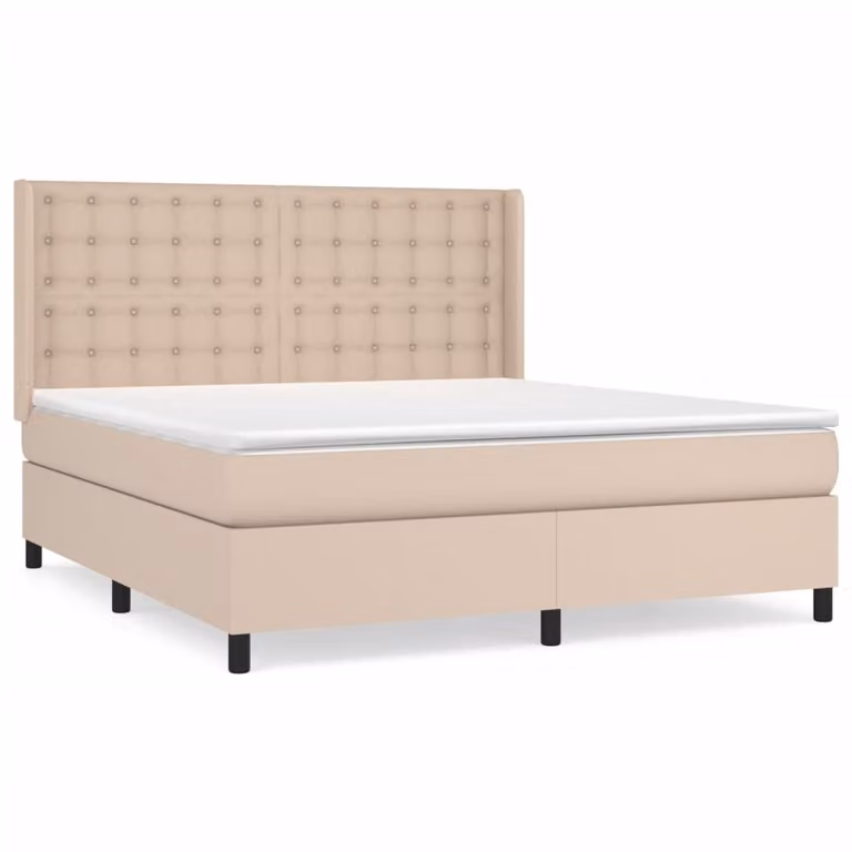 Giroletto a Molle con Materasso Cappuccino 160x200cm Pelle finta