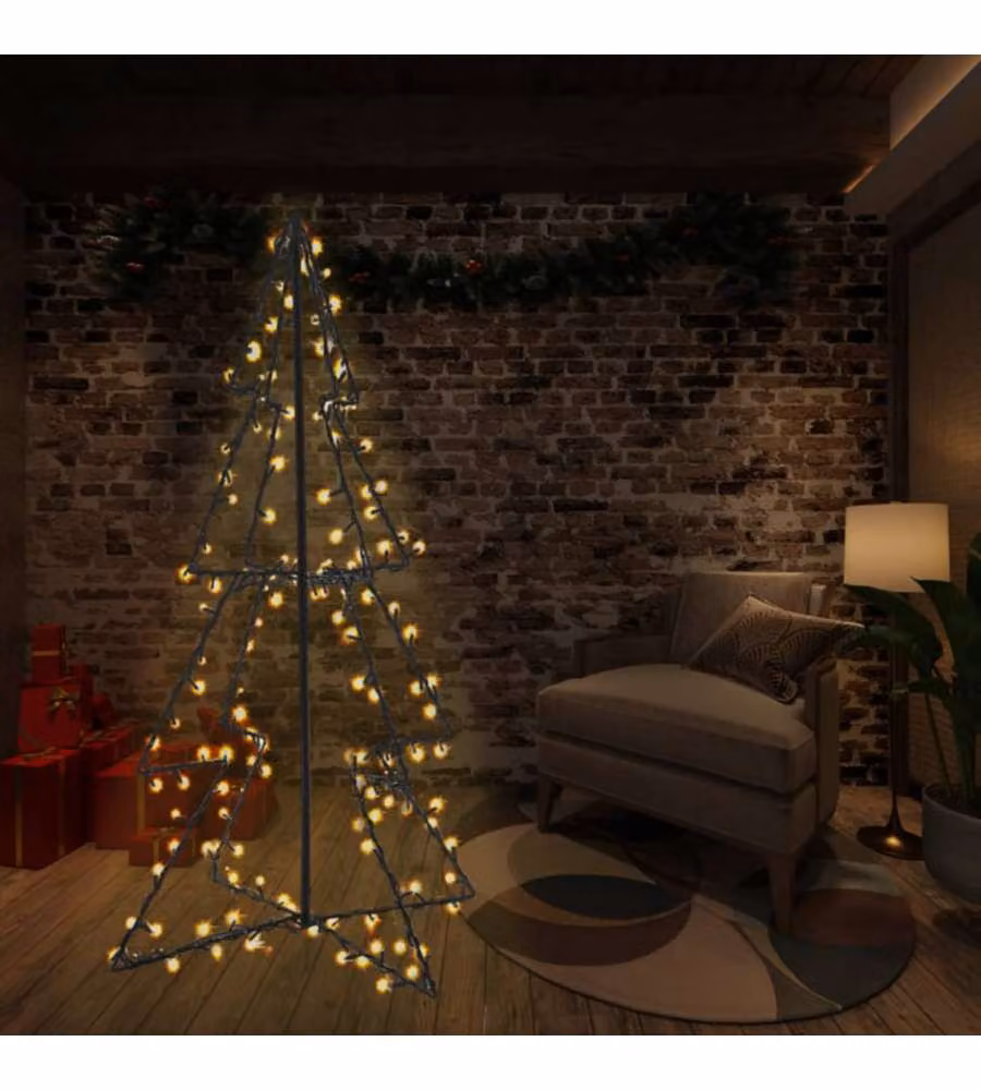 Albero di Natale a cono vidaXL con 240 LED bianco caldo per interni ed esterni L: 115 cm, H: 150 cm – 2