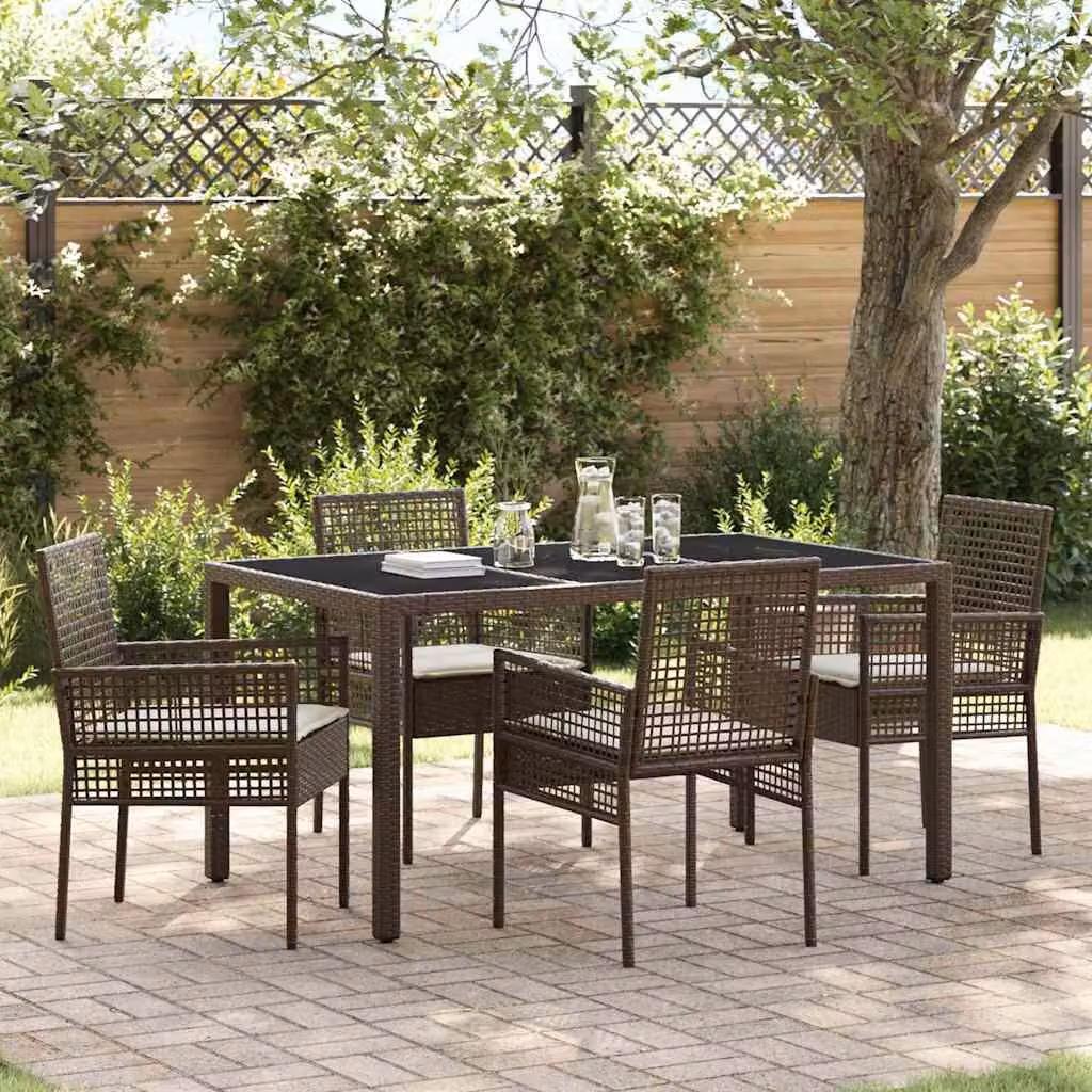 Maison Exclusive - Set da Pranzo per Giardino 5 pcs Marrone polyrattan