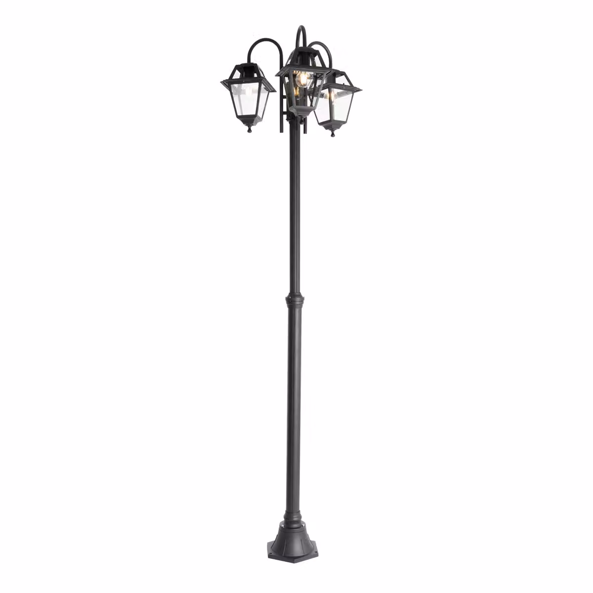 Lanterna da esterno classica nera, 235 cm, 3 luci, IP44, Berta