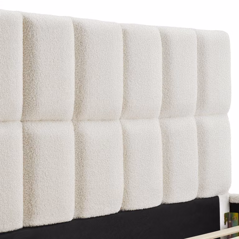 Letto imbottito Shirley Tectake con rete a doghe, colore beige e bianco, L/P/H: 200 x 120 x 93 cm