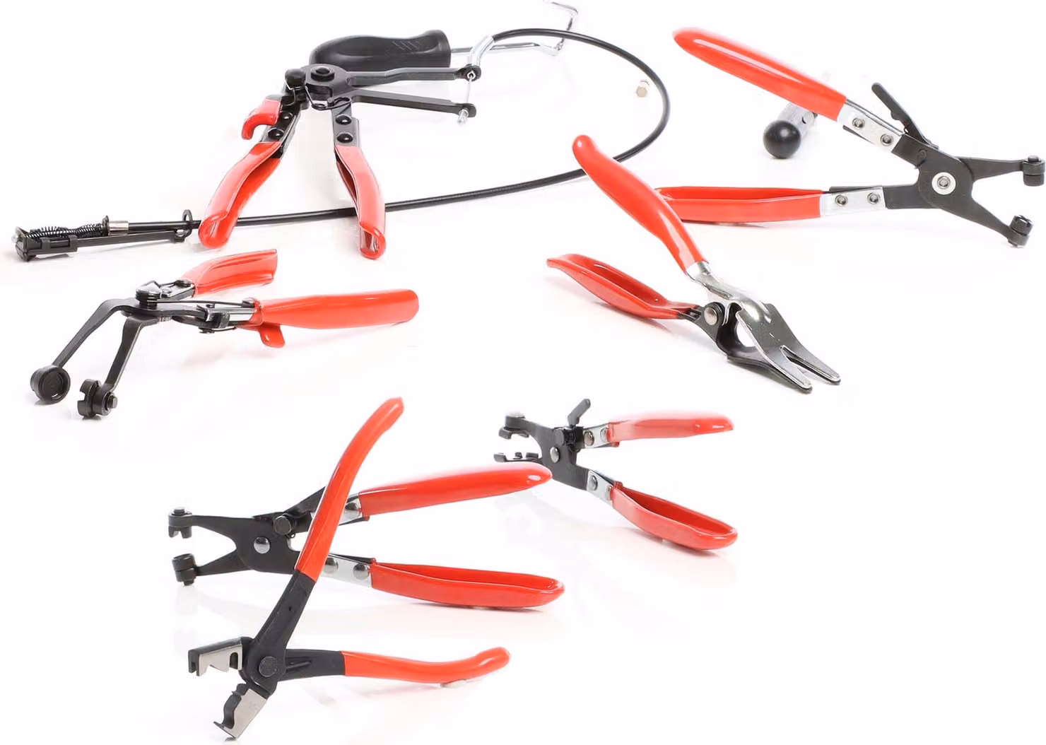 Set di pinze per tubi flessibili Wiltec 9 pezzi, pinze per tubi flessibili per fascette, fascette per tubi, fascette piatte, fascette a molla, pinze per veicoli