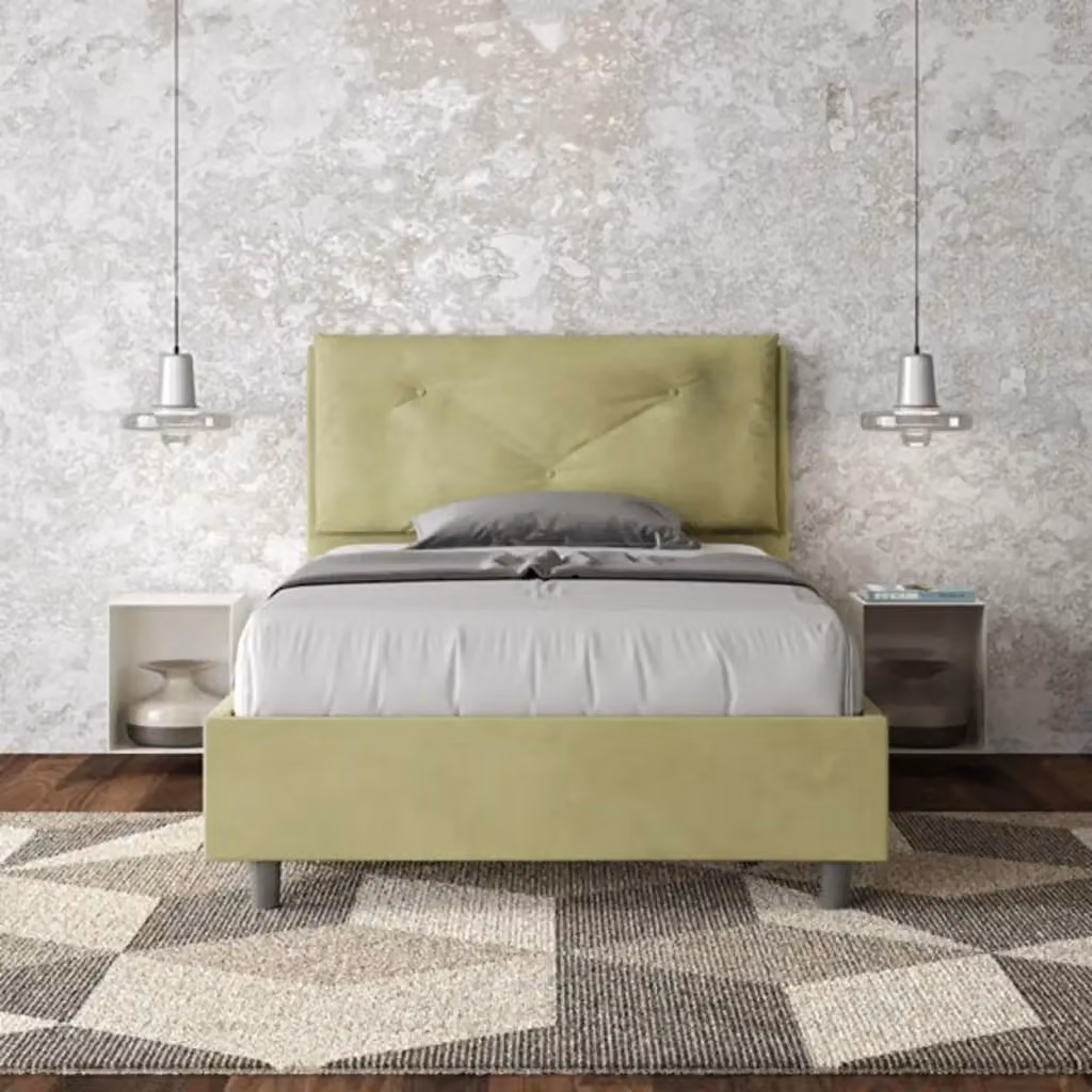 Letto una piazza e mezza Appia Large Ityhome con rete imbottita in microfibra, colore tè verde, L: 120 cm, P: 210 cm, H: 110 cm – 2
