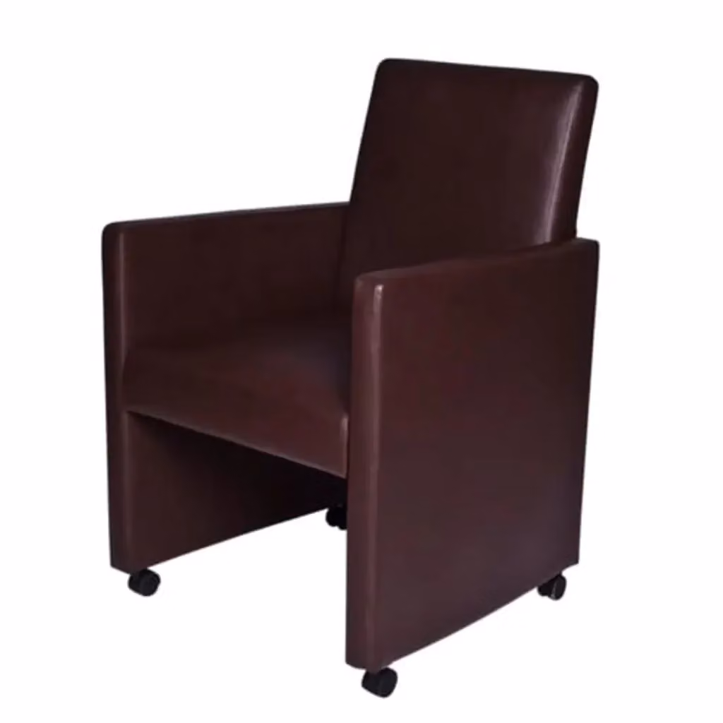 Set di 2 sedie da pranzo moderne vidaXL in similpelle marrone con braccioli – 2