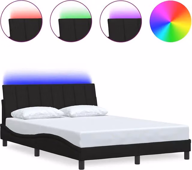 Letto matrimoniale | Letto per adulti | Giroletto senza Materasso Hanko Nero 140x200 cm in Tessuto