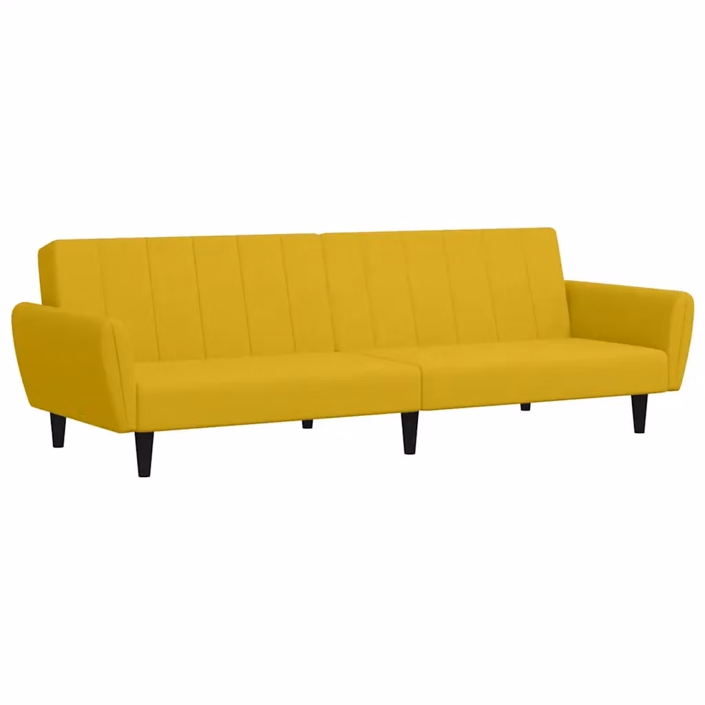 Divano Letto Click-Clack vidaXL in Velluto Giallo con Struttura in Legno Solido e Poggiatesta Regolabile – 2