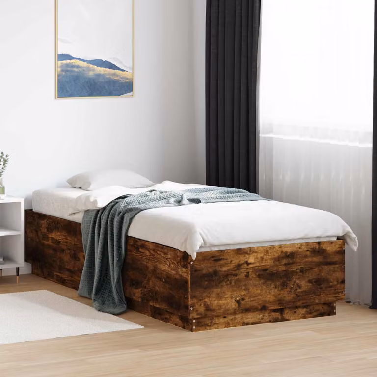 Struttura del letto moderna vidaXL in legno Rovere Fumo L 80 x P 200 cm