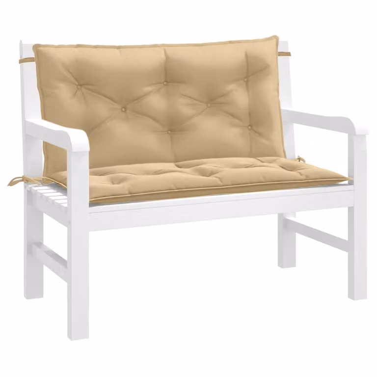 Set di 2 cuscini per panca da giardino vidaXL in tessuto beige mélange, resistenti ai raggi UV e antiscivolo, L 100 cm x P 50 cm x H 7 cm