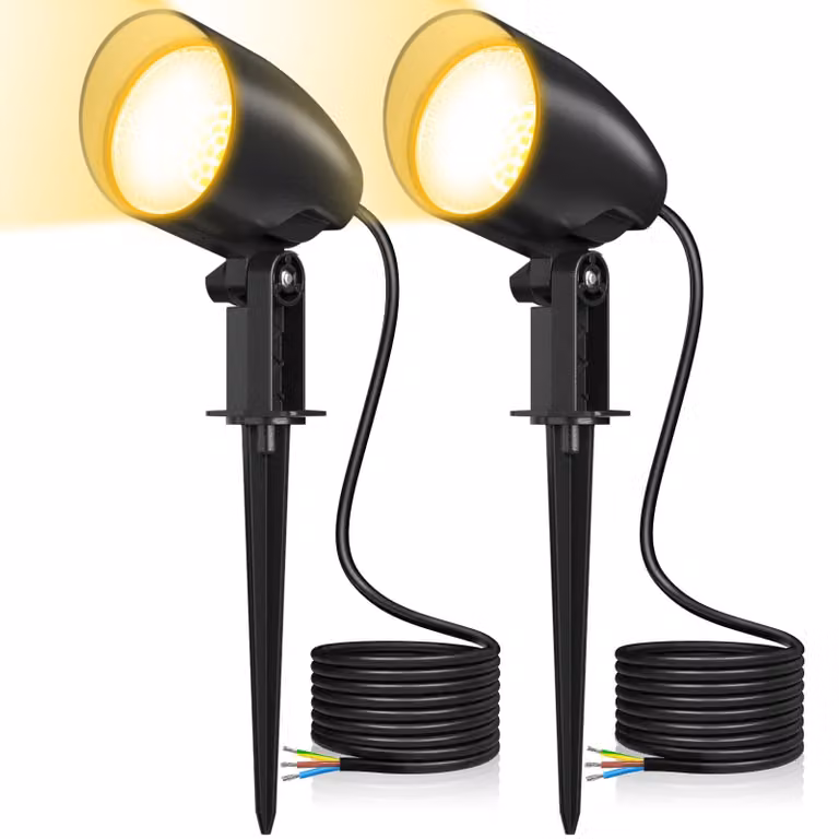 Faretto da giardino a LED, 20 W, 1880 lumen, luce bianco caldo 2700 K, grado di protezione IP66, confezione da 2 pezzi
