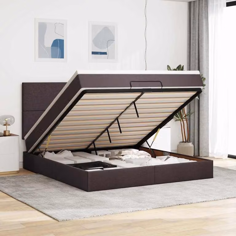 vidaXL Struttura Letto Pouf con Materasso 180x200 cm in Tessuto