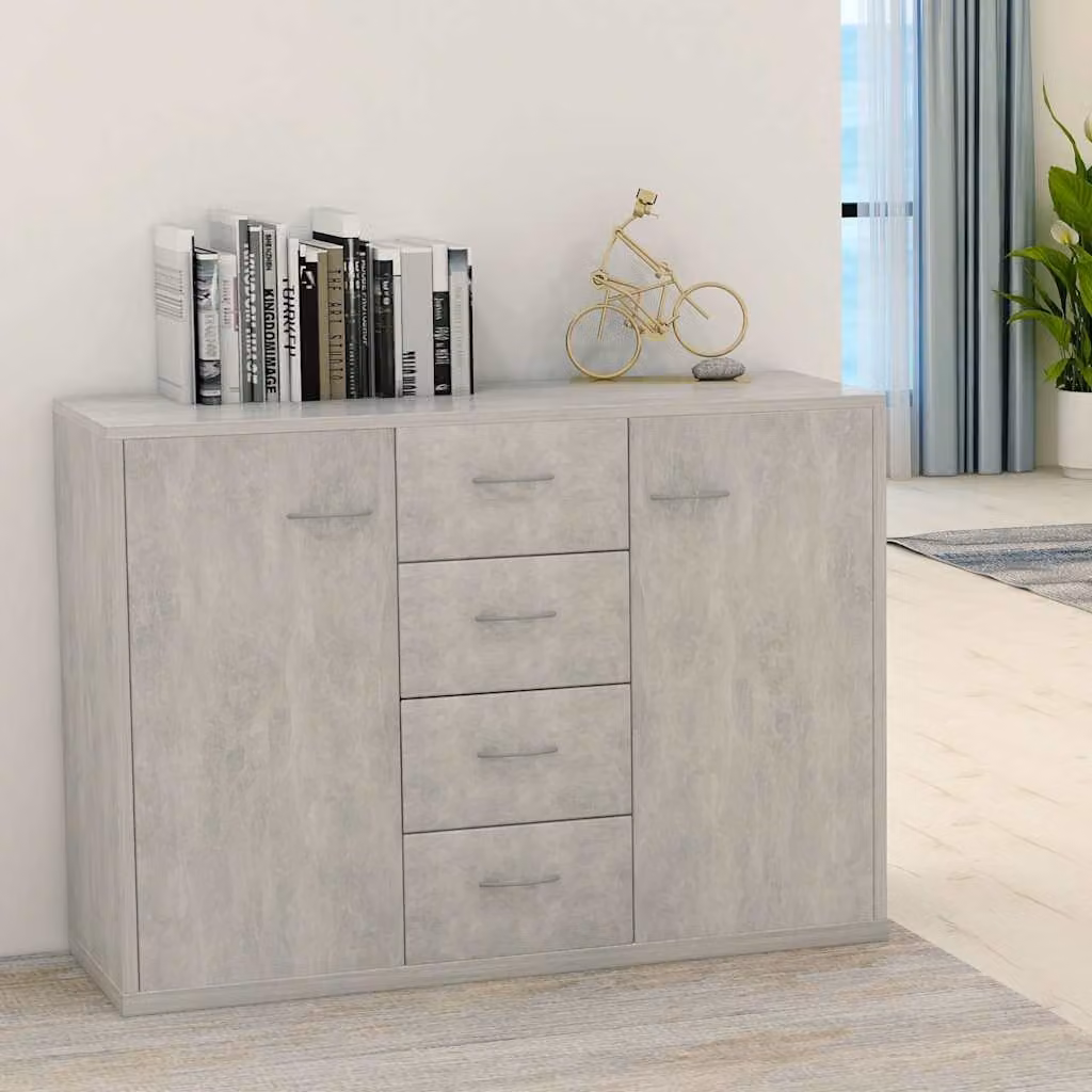 vidaXL Credenza Minimalista in Legno Multistrato e MDF, Grigio, L 88 x P 30 x H 65 cm