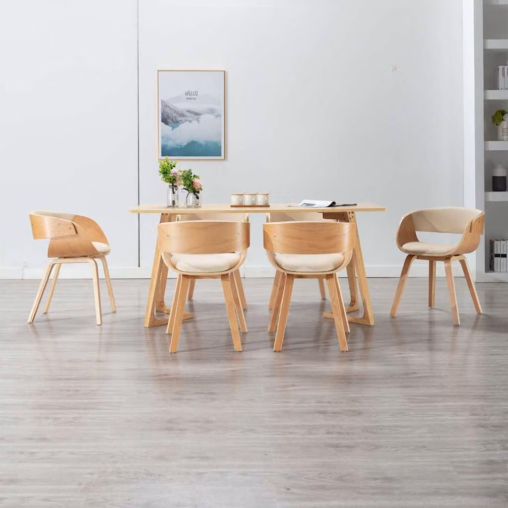 Set di 6 sedie da pranzo vidaXL in legno e similpelle color crema e marrone per cucina e sala da pranzo