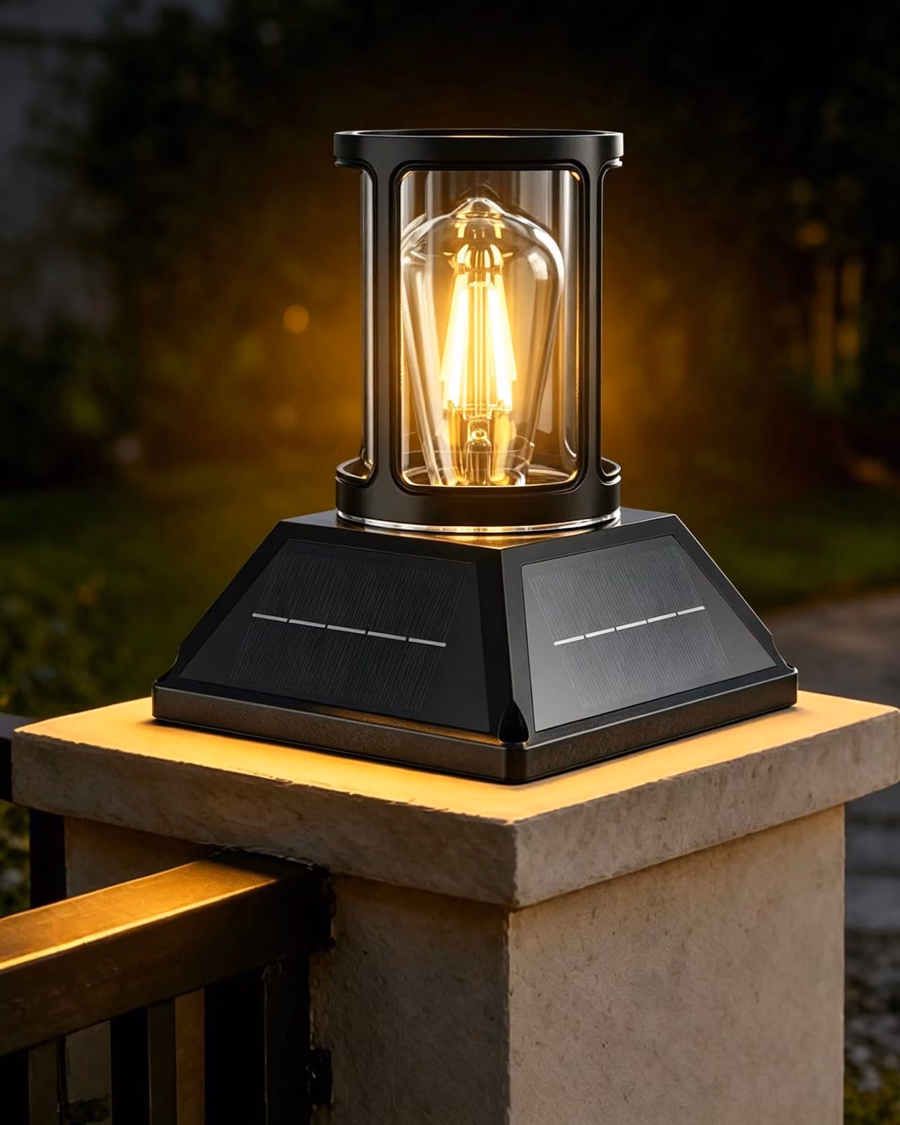 Lampada solare da esterno, attacco E27, luce bianco caldo (3000 K), grado di protezione IP65, colore nero