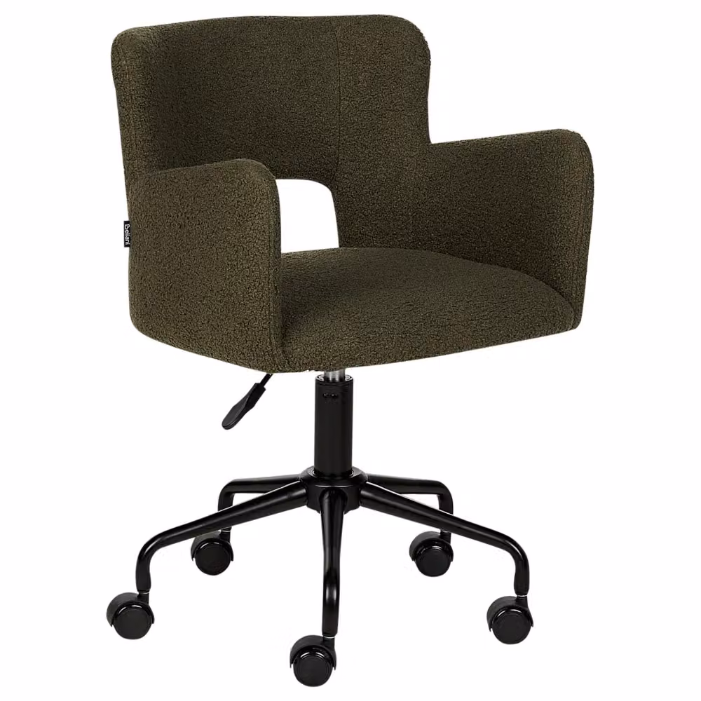 Sedia da scrivania girevole BELIANI in tessuto bouclé verde con schienale imbottito, regolabile in altezza e dotata di rotelle, stile moderno industriale per ufficio o casa – 2