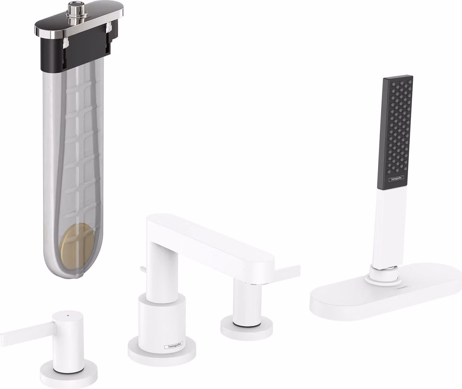 hansgrohe Finoris Robinetteries de bord de baignoire 4 trous avec flexible, portée 152mm, 76444700, 76444700